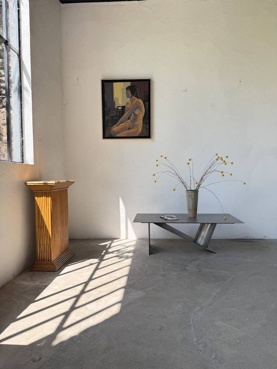 Handcrafted metal coffee table from the 1970s