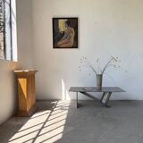 Handcrafted metal coffee table from the 1970s