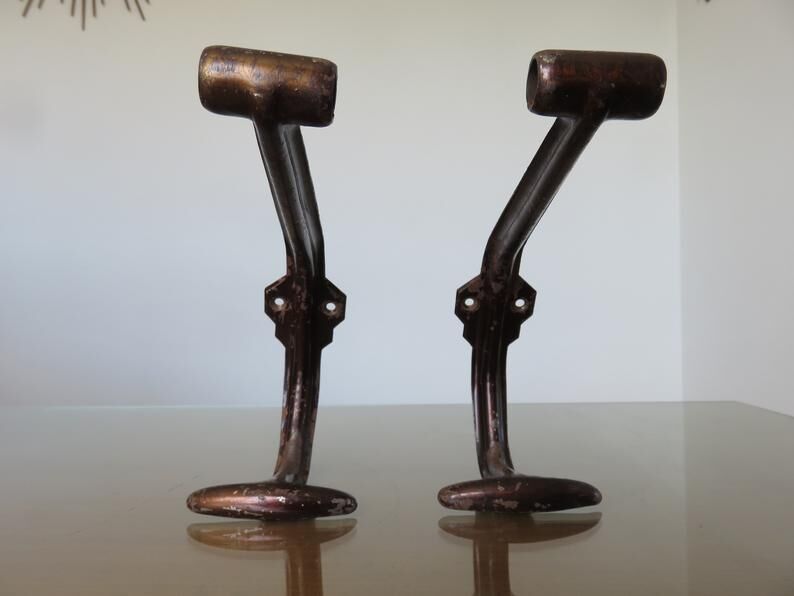 Pair of steel coatrack stamped years 30/40