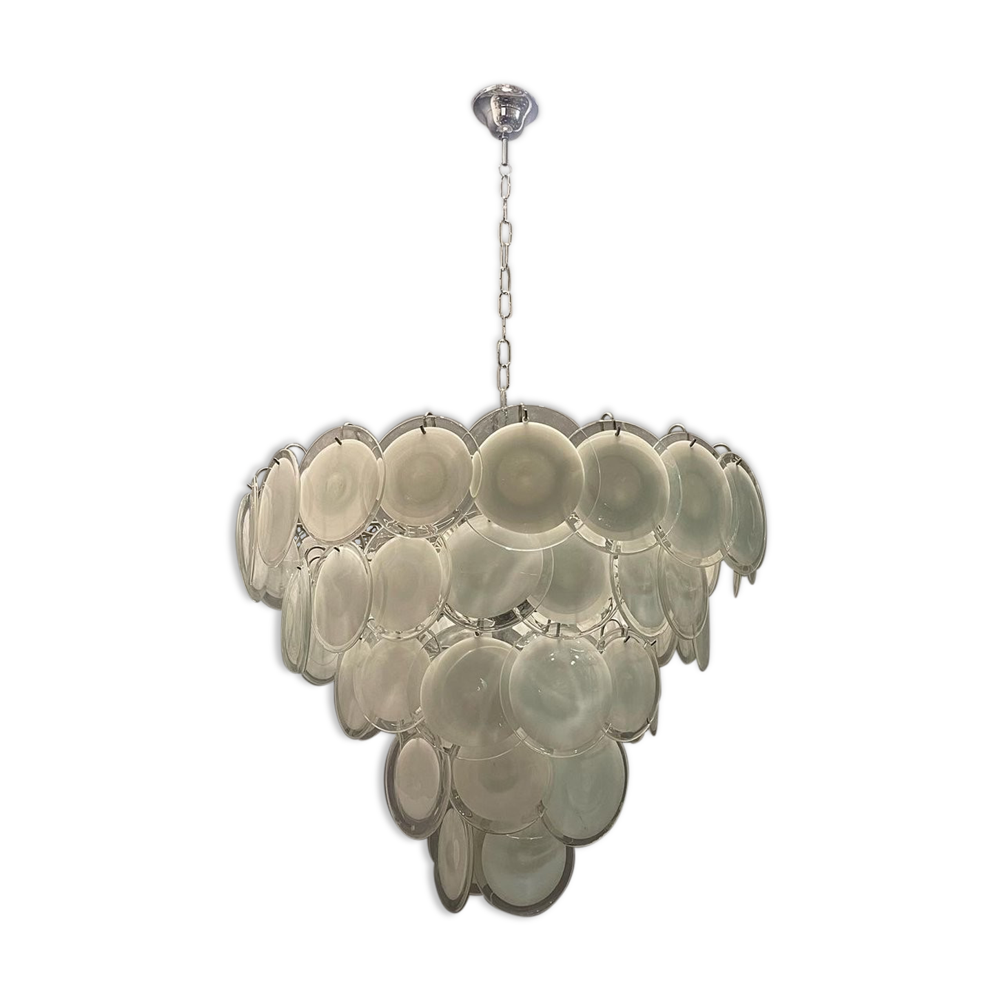 White Murano glass disc chandelier, 1970s