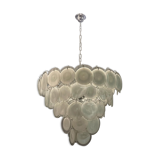 White Murano glass disc chandelier, 1970s