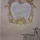 Drawing of an 18th-century ship, enhanced impression with gouache, Durand-Chapron.
