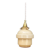 Vintage globe pendant light in pale yellow opaline glass