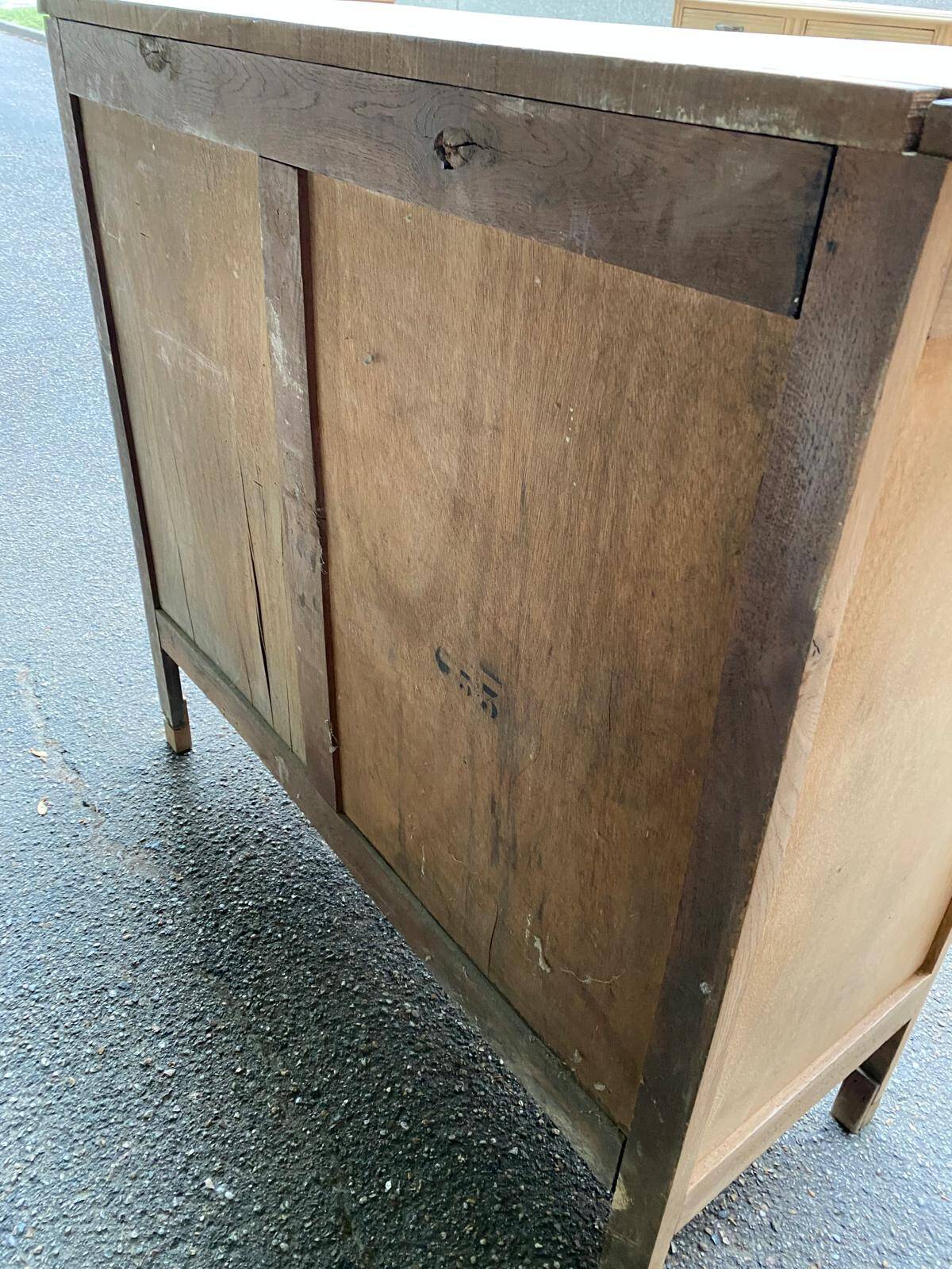 Renovated vintage Parisian art deco wooden sideboard from the 1940s