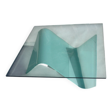 Table "sail" in curved glass by Dietmar Joester