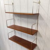 Wall shelf string gold metal and wood