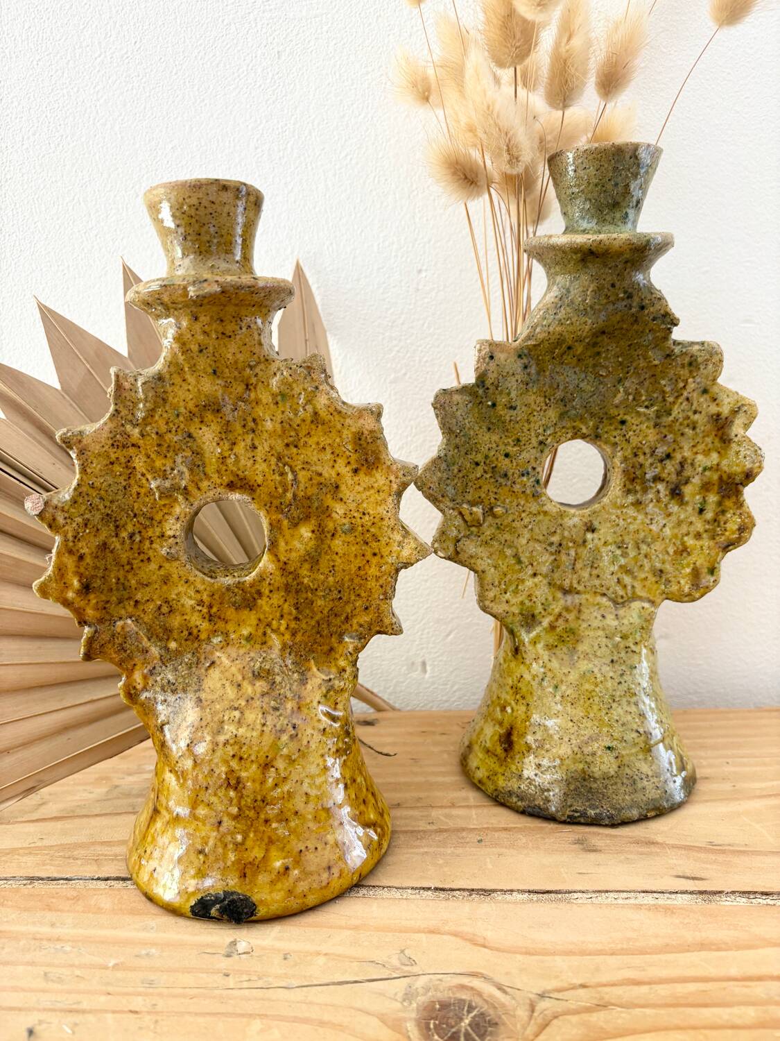 Yellow terracotta candle holder