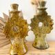 Yellow terracotta candle holder