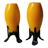 Pair of yellow vases "mickaël powolny and loetz"