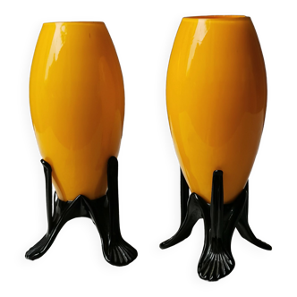 Pair of yellow vases "mickaël powolny and loetz"