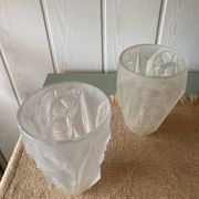 Pair of Art Deco lampshades in frosted glass signed Hubens