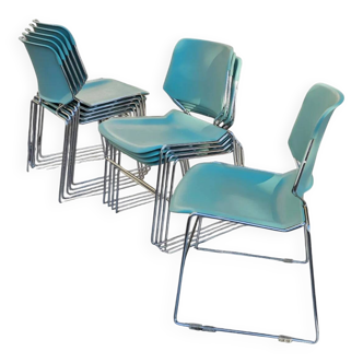 10 x Mid-century design stackable Matrix Krueger chairs by Thomas Tolleson / mint green / USA 1970s