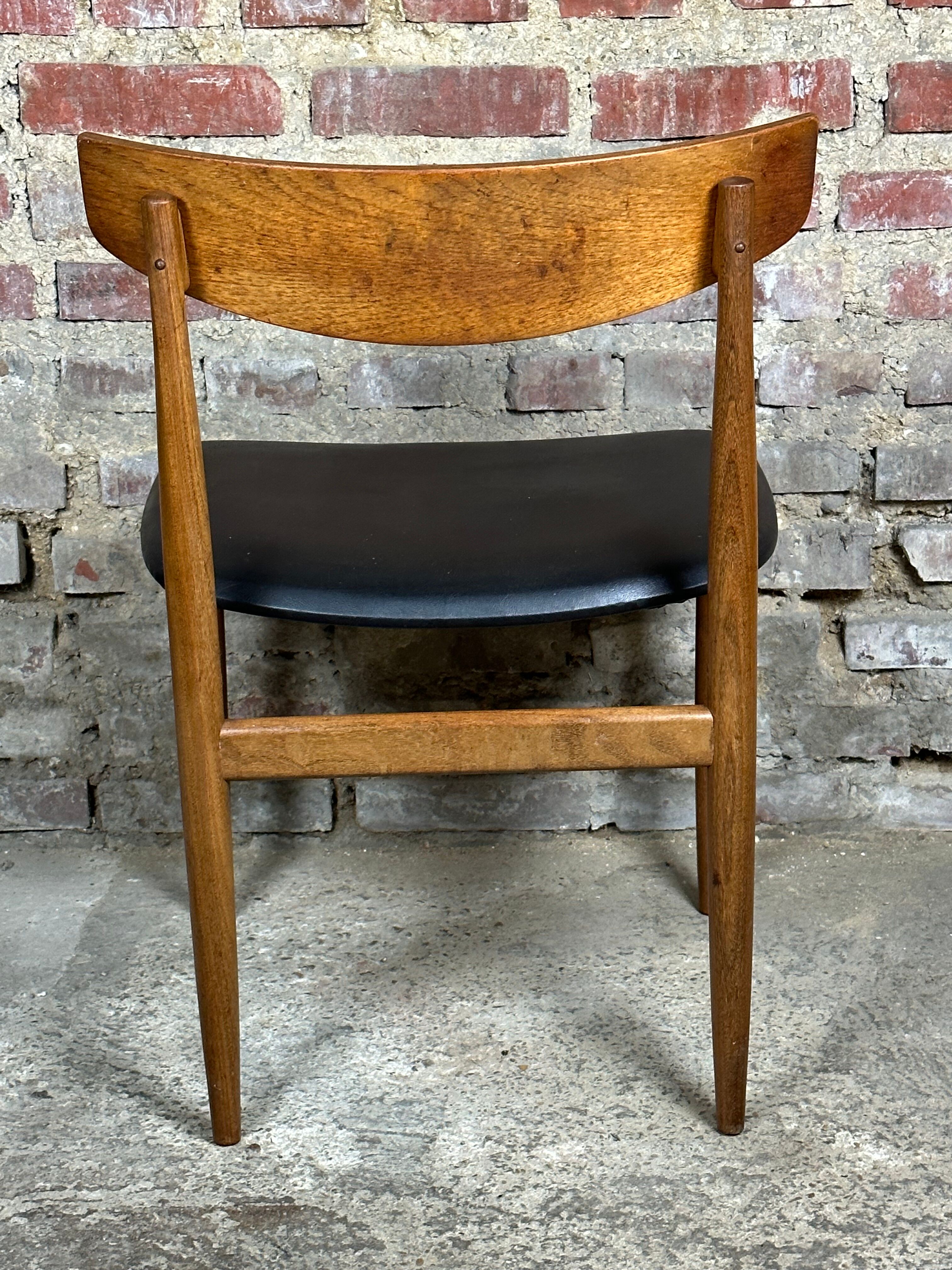 Chairs (set of 4) vintage 1960 Italian Casala in teak and skaï