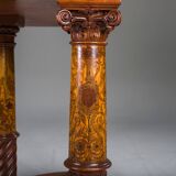 Wilhelmine secretary in walnut & exotic veneer with leather top