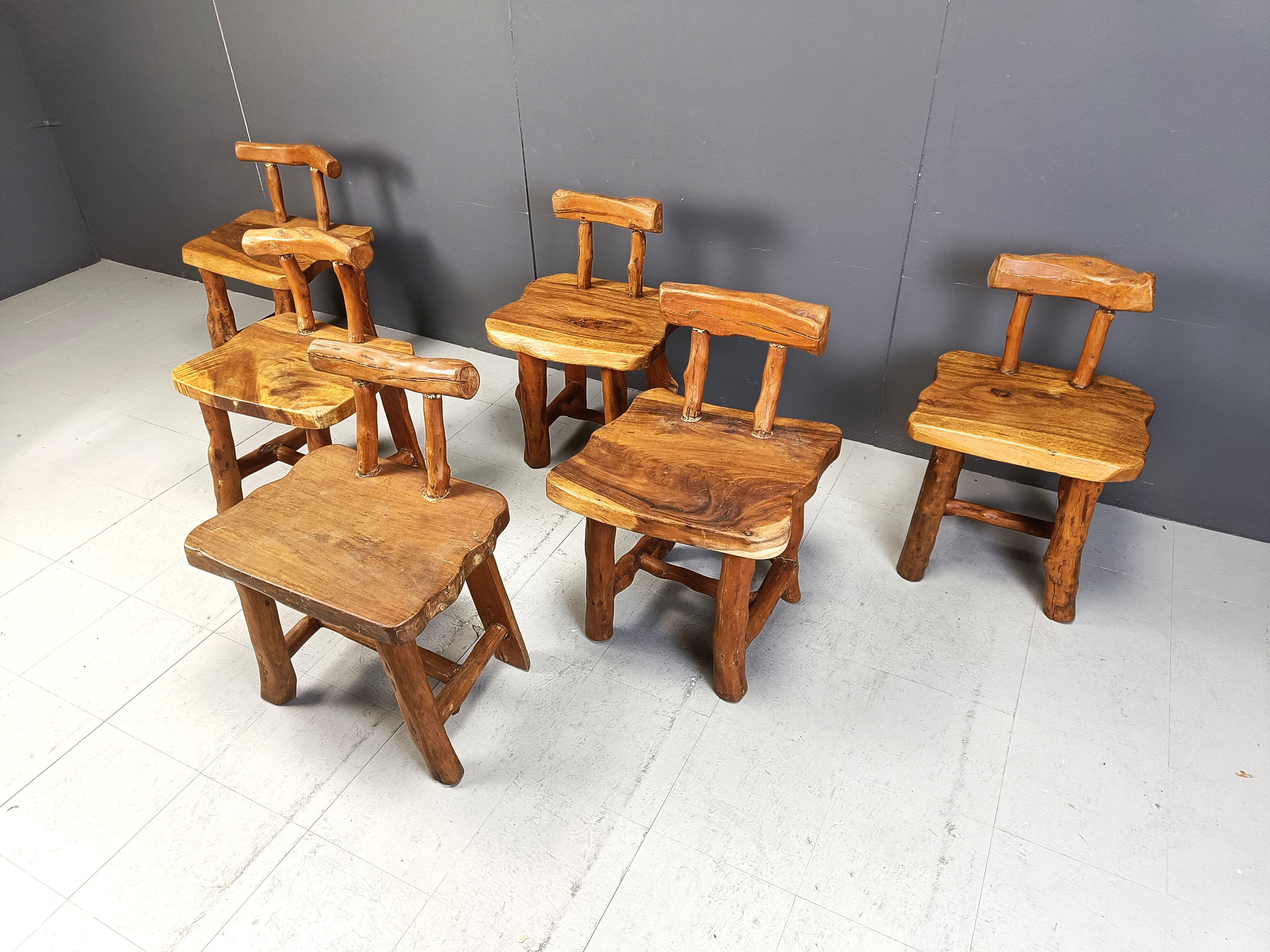 Set of 6 sculptural brutalist dining chairs, 1960s
