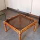 Vintage coffee table, rattan, bamboo and glass in the style of Vivai del Sud.