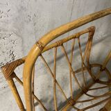 60s rattan magazine rack