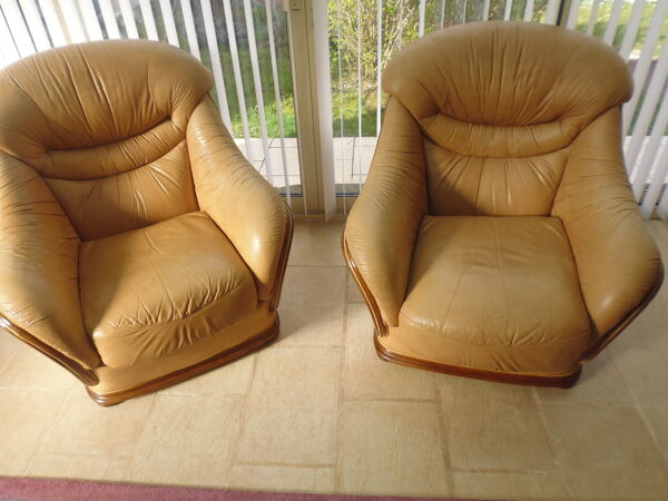paire De fauteuils En cuir Des Années 70