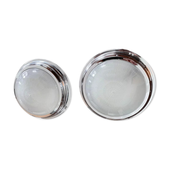 Pair of holophane wall lamps, chrome metal, france 1930 vintage art deco