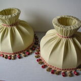 Set of 2 old fabric lampshades with vintage retro deco tassel 30 cm