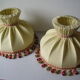 Set of 2 old fabric lampshades with vintage retro deco tassel 30 cm