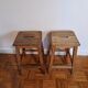 Pair of antique wooden workshop stools