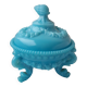 Bonbonnière en opaline bleue