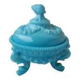 Bonbonnière en opaline bleue