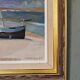 Mid-Century Modern Swedish "Calm Shore" Vintage Coastal Oil Painting, Framed