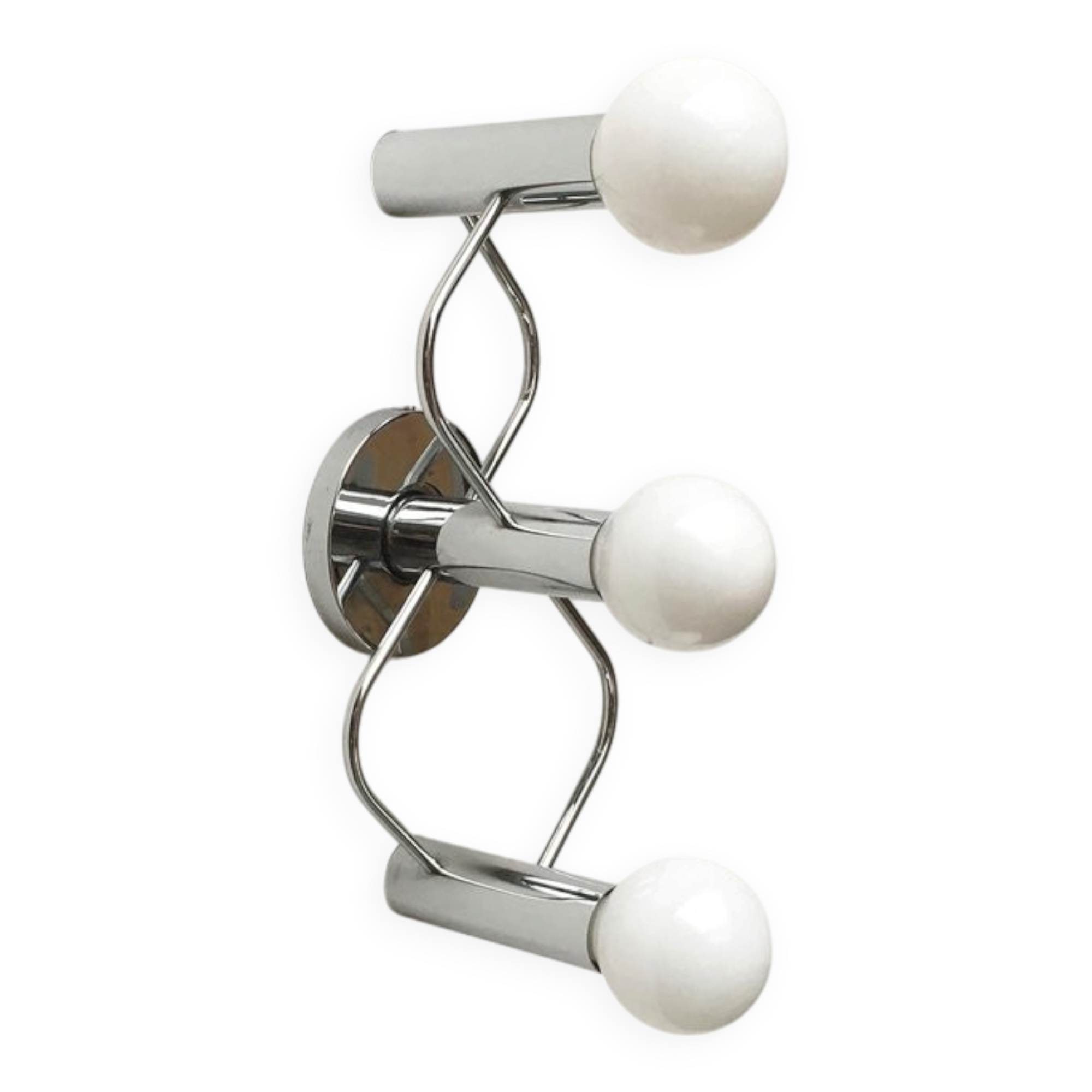 Chrome ceiling or wall lamp Space Age by Gaetano Sciolari for Leola, Germany, 1970s, set of 2