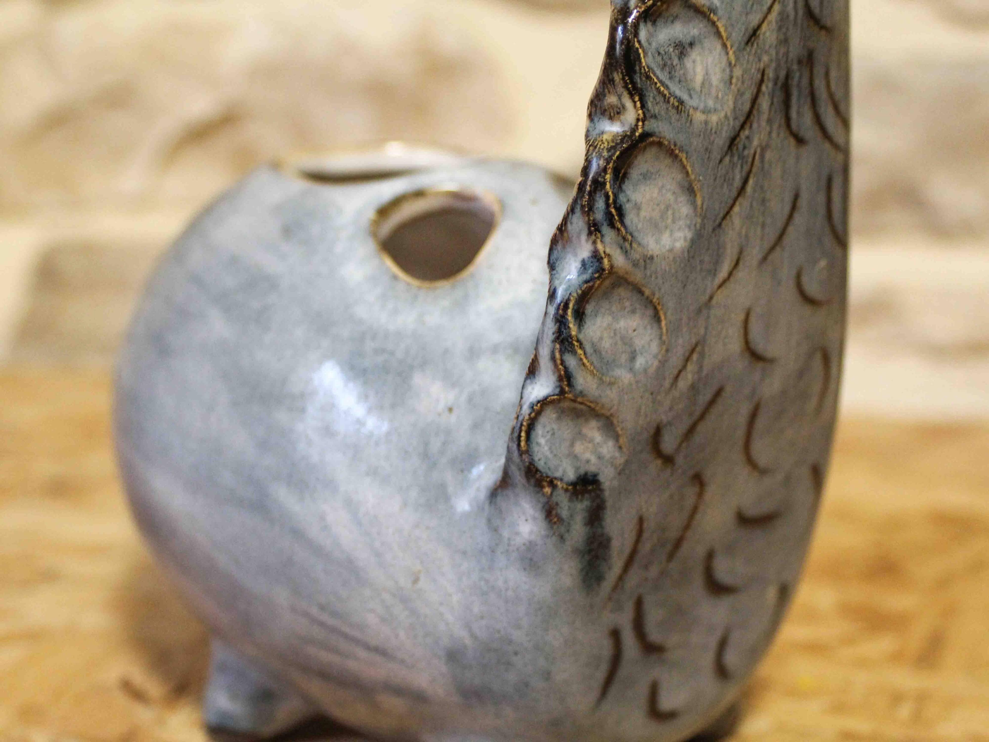 Zoomorphic glazed ceramic flower holder by Jean-Claude Raybaud