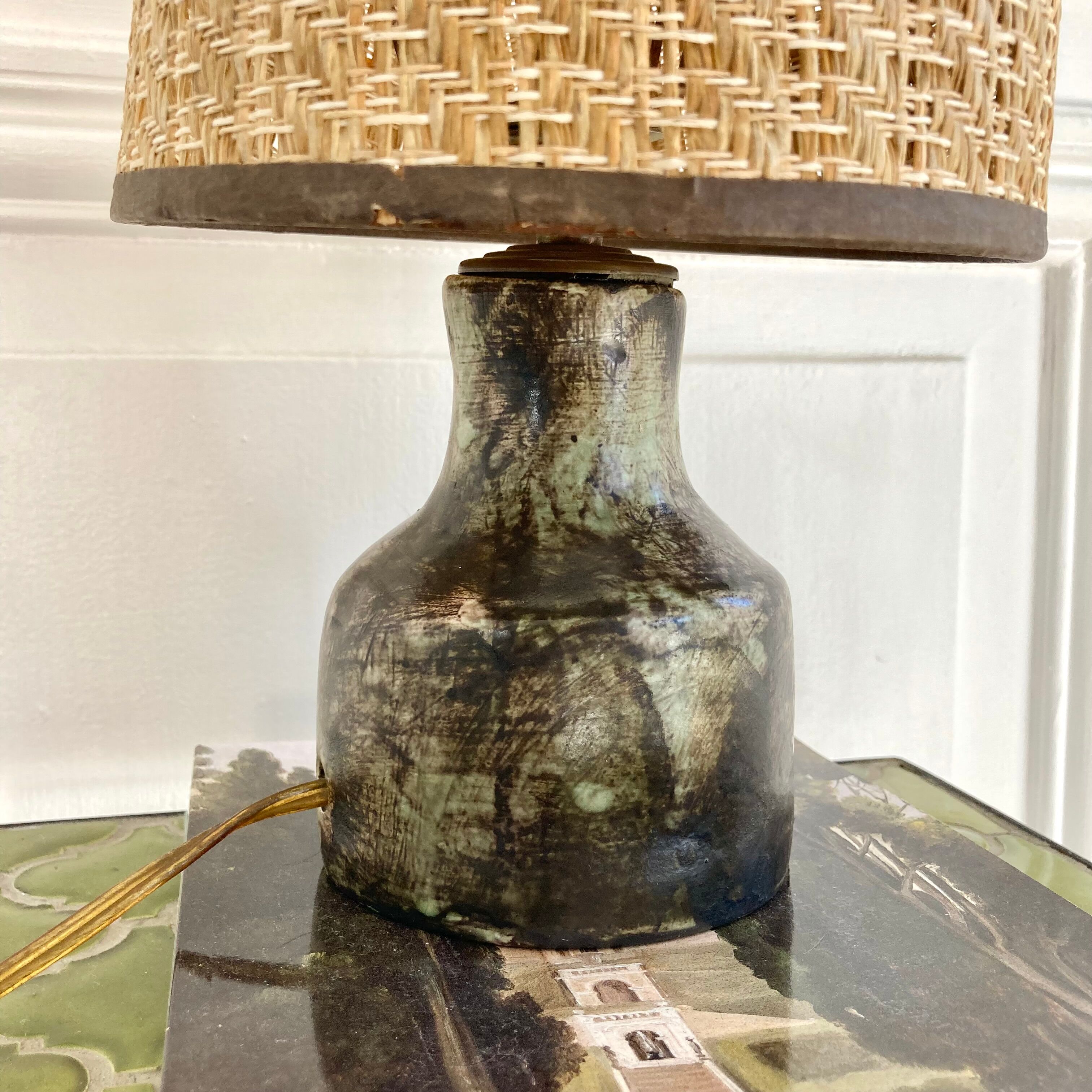 Earth lamp and braided lampshade 70s/70s