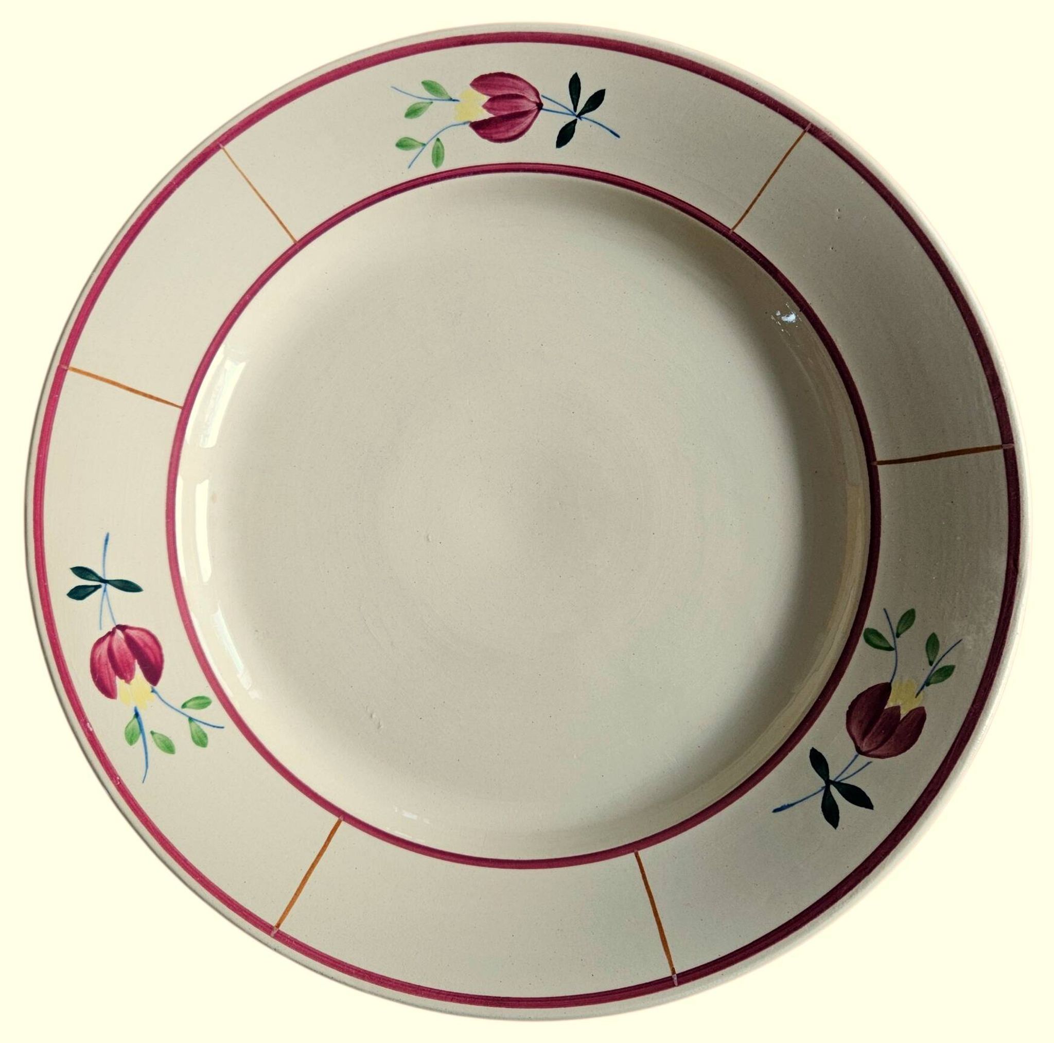 Grand plat de service ancien en faïence de gien