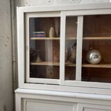 Library showcase ivory white sliding doors