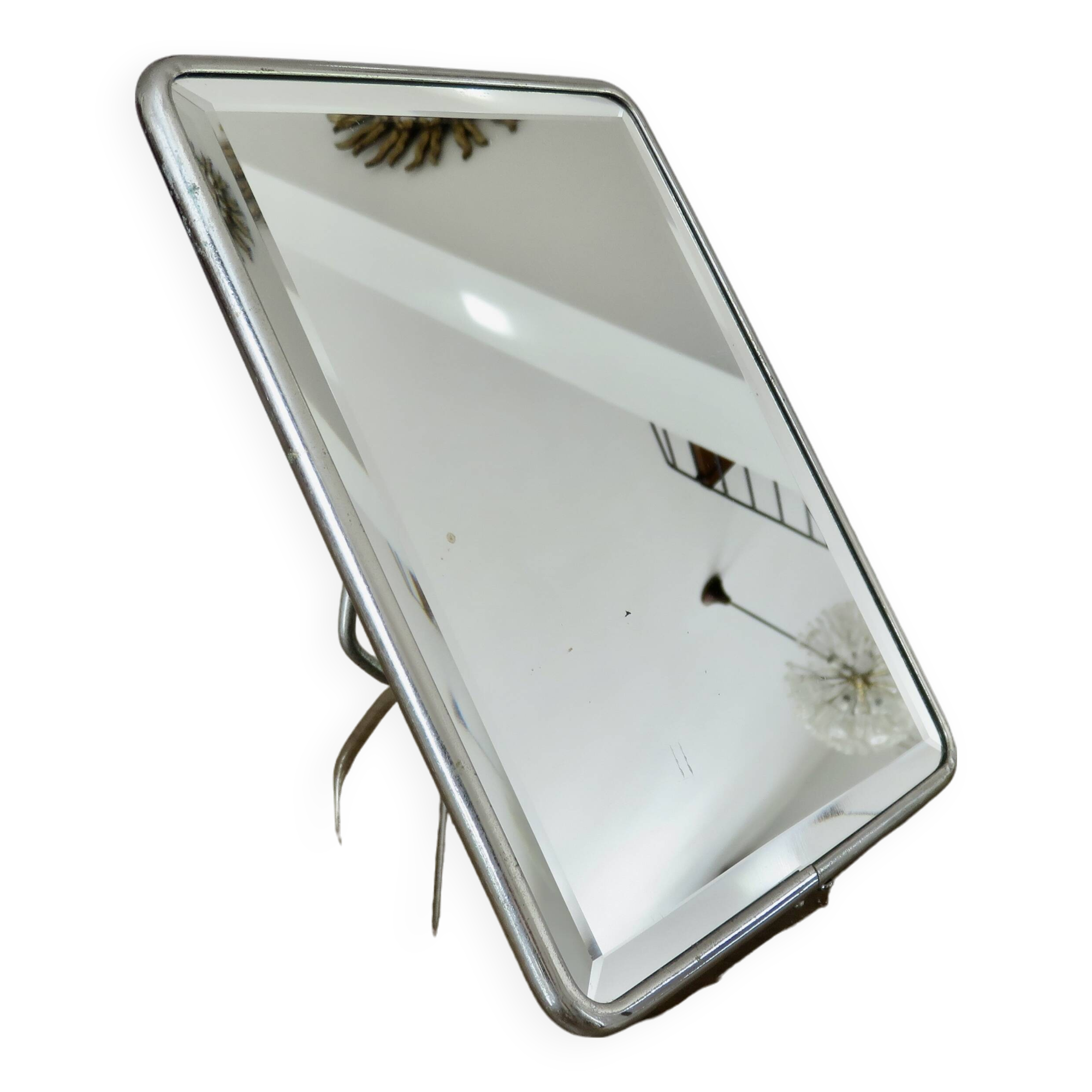 Antique barber's mirror, beveled, to place or hang, 1950