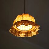 Vintage dome pendant light with ruffles "mustard gingham print"
