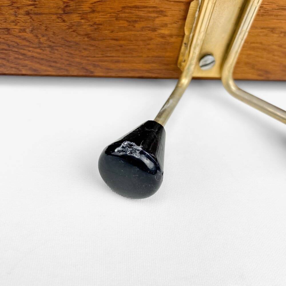 Wall coat rack with golden metal hooks from the 60s