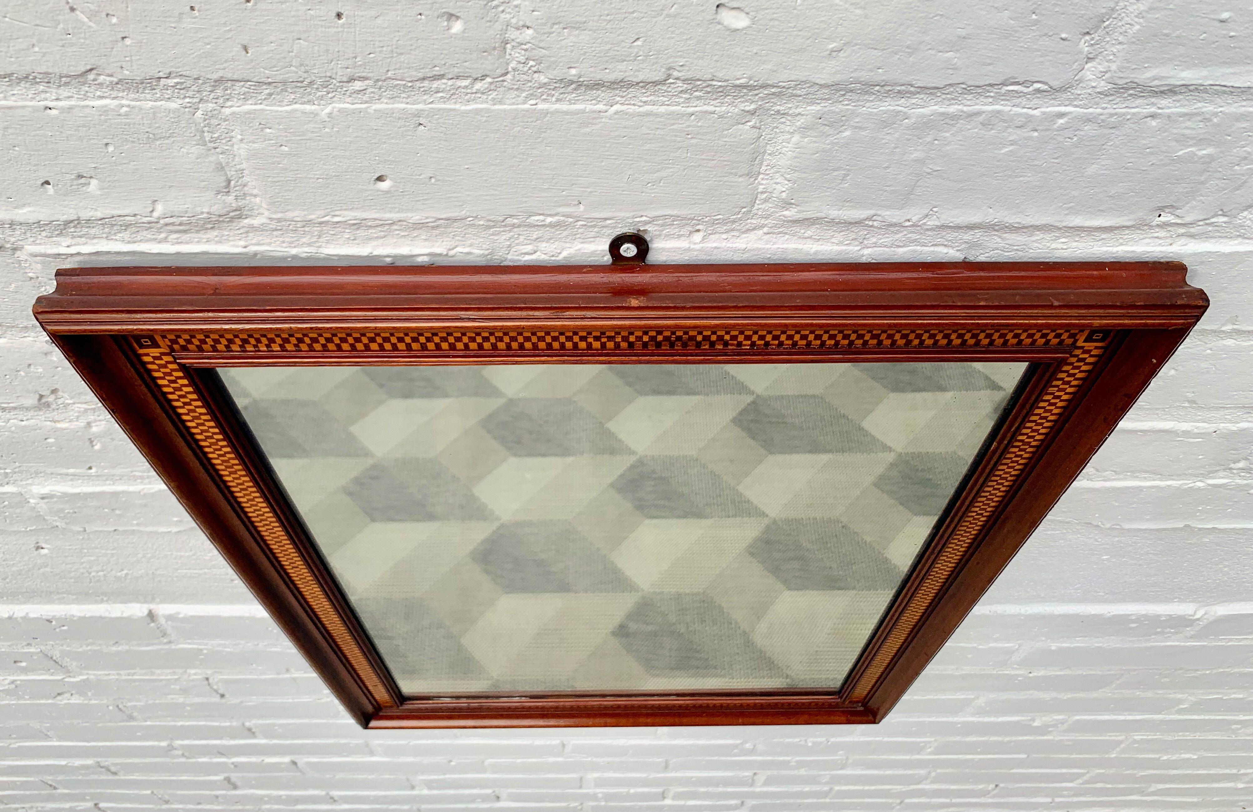 Wall mirror rectangular marquetry wood frame