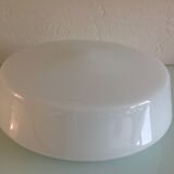 Round ceiling light in white opaline vintage 60s-70s