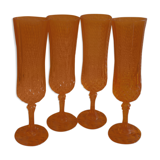 Glasses champagne flutes orange crystal