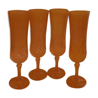 Glasses champagne flutes orange crystal