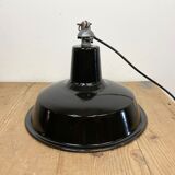 Industrial Black Enamel Hanging Lamp from Reluma, 1950s