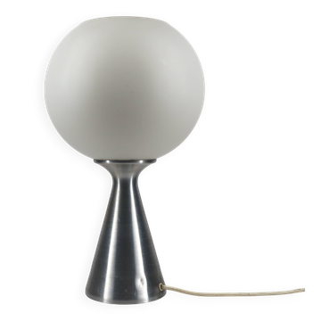 Space Age Lamp Erco in Opaline Glass and Brushed Metal, Germany 1974