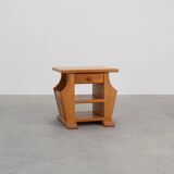 Mid-Century Blonde Oak Side Table, France 1980s