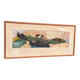 Œuvre d'art scandinave émaillée sur panneau, encadrée – Rivage par S. Rjellim