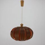 Large wooden veneer pendant lamp from the mid-20th century, 1960s