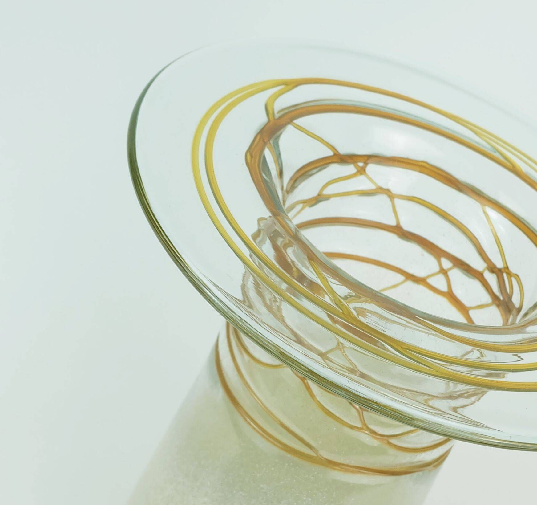 Beautifully designed large vase glass vase glashuette m. polczer rough glass melted glass threads
