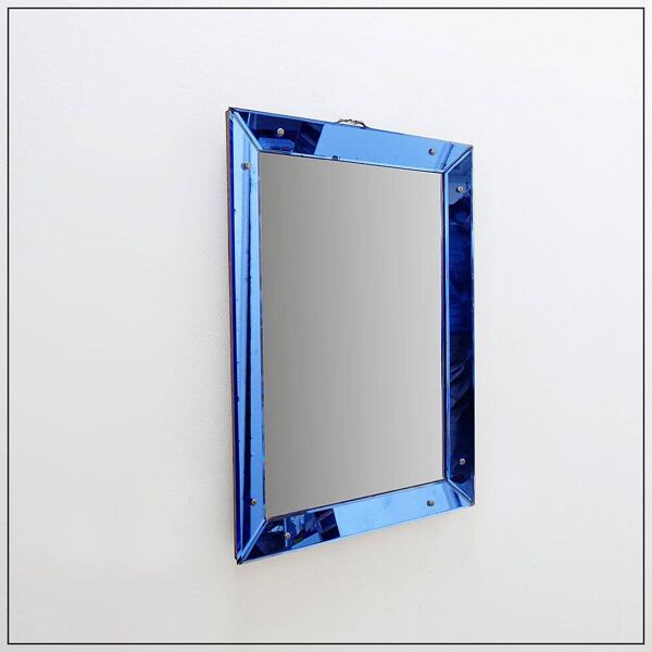 Miroir avec cadre en verre coloré, Italie, vers 1950