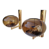 Wall lights (1 pair) brass glass