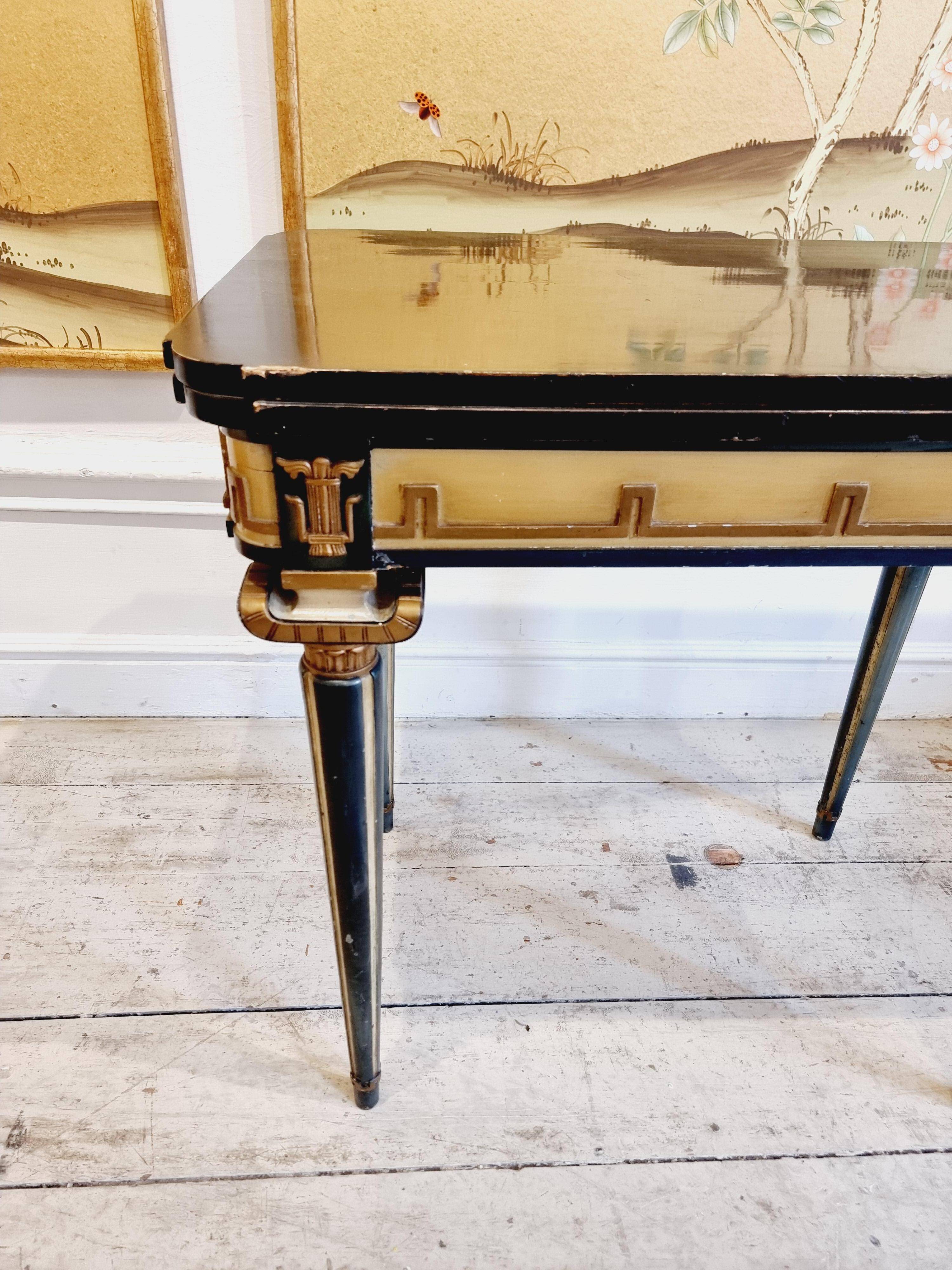 Swedish grace, game table with relief meander decoration, 1920s/30s.